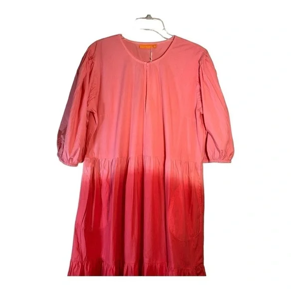 Oliphant Puff V-Neck Maxi in Ombré Red NWT